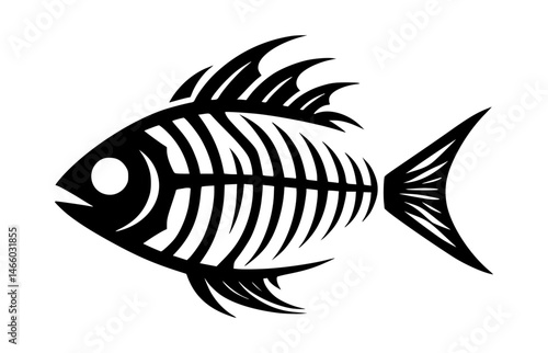 fish bone icon silhouette