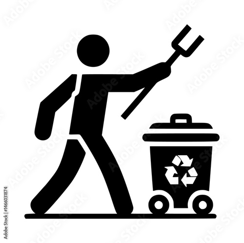 Garbage Collector Carrying Bin Vector Logo