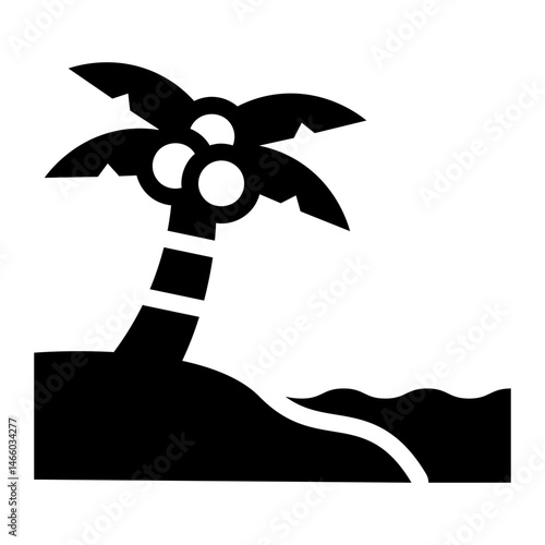 beach area glyph icon with tropical island destination
