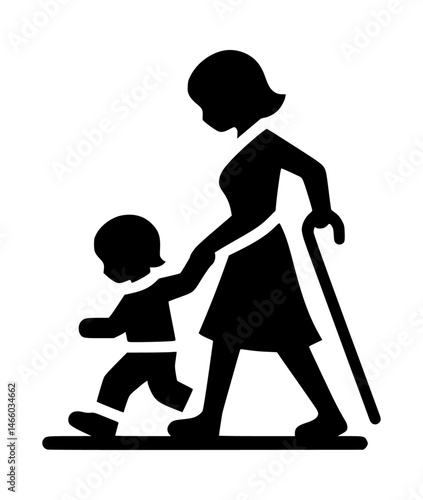 mother child bonding moment vector black