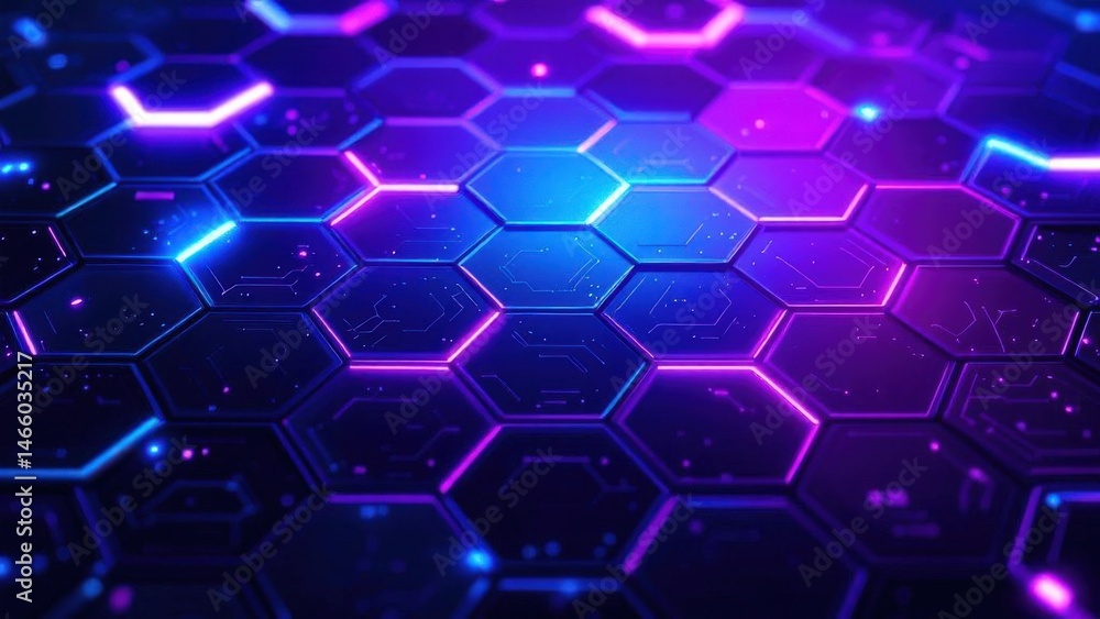Abstract Geometric Background with Glowing Hexagons for Digital Wallpaper Design Abstract Geometric Background with Glowing Hexagons for Digital Wallpaper Design