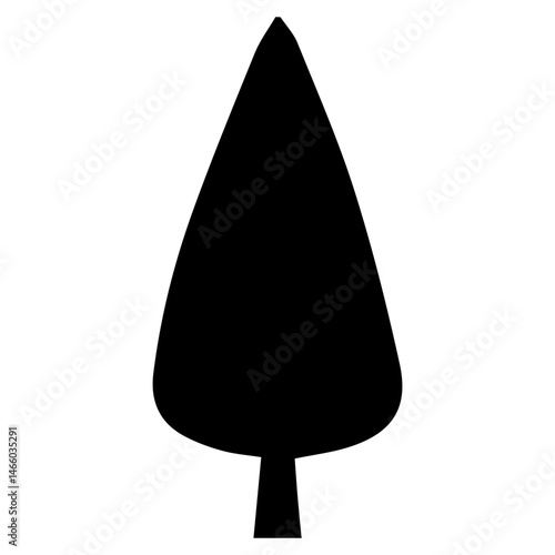 Diverse Tree Silhouette Collection, Coniferous, Deciduous, and Bare Branch in Vector Format, 
Black and White Vector Illustration, Variations of Tree Shapes from Broadleaf to Needle-leaf