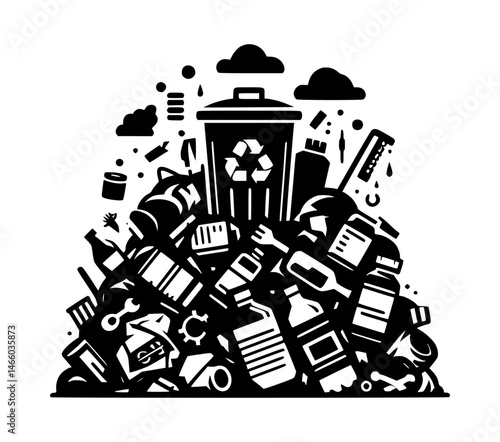 pile of trash icon vector black silhouette