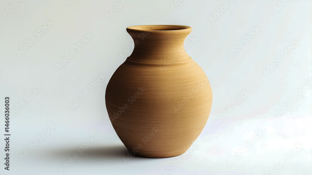 High-quality clay vase or ceramic pot, isolated on a clean white background High-quality clay vase or ceramic pot, isolated on a clean white background