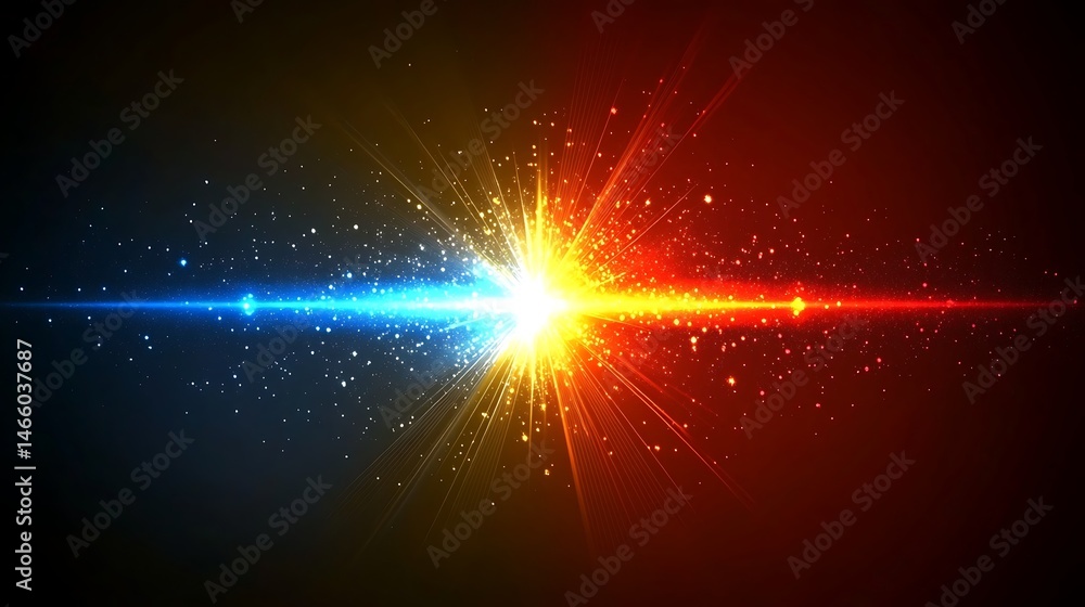 Abstract explosion of light, blue and orange Abstract explosion of light, blue and orange