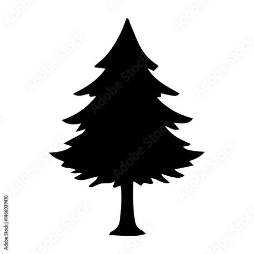 Diverse Tree Silhouette Collection, Coniferous, Deciduous, and Bare Branch in Vector Format, 
Black and White Vector Illustration, Variations of Tree Shapes from Broadleaf to Needle-leaf