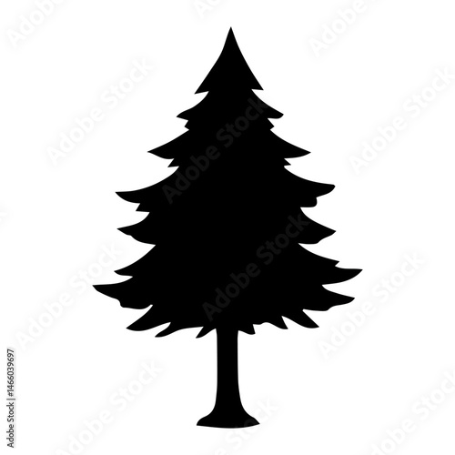 Diverse Tree Silhouette Collection, Coniferous, Deciduous, and Bare Branch in Vector Format, 
Black and White Vector Illustration, Variations of Tree Shapes from Broadleaf to Needle-leaf