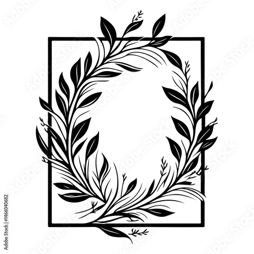 Botanical frame design with organic leaf patterns for ornamental creations