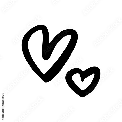 cute two heart hand drawn
