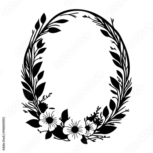Elegant floral oval frame illustration for wedding invitations and stationery