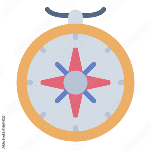 navigation tool flat icon with compass rose design