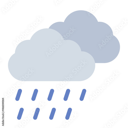 cloud flat icon with rain drops for slow travel weather