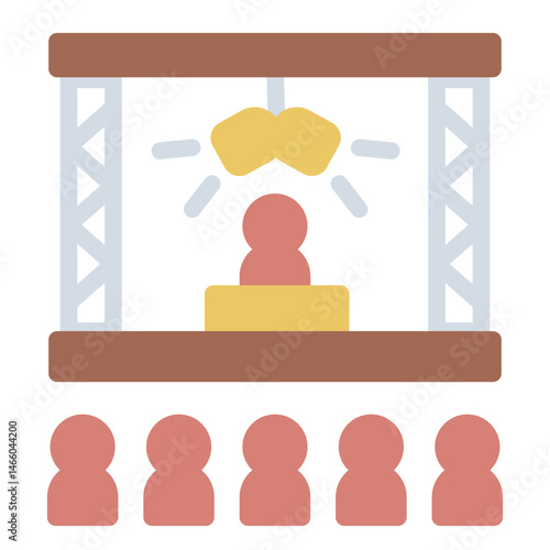 stage event flat icon with audience for local festival