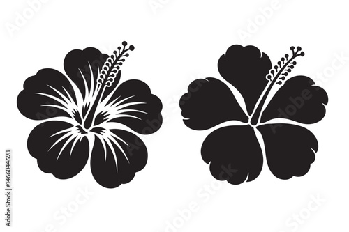 Black Hibiscus Flower Silhouette Vector Clipart