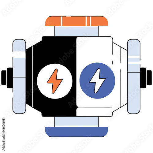 Electric engine icon in minimalist style, industrial power generation and mechanical equipment illustration