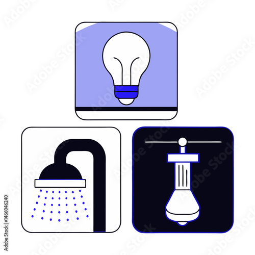 Ceiling light fixtures icon in minimalist style, modern home decor and interior lighting illustration