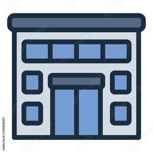 building front filled line icon for accommodation hotel stay