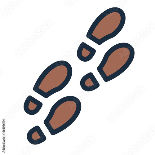 trail mark filled line icon with travel footstep direction