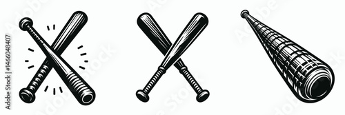 The Baseball Bat. Symbol Vector Clip art. wooden bludgeon implement for batting practice a sporting equipment item.