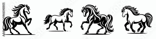 The horse. Symbol Vector Clip art. Equine a quadruped mammal admire natures mustang majestic animal power.