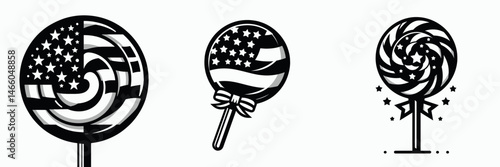 The Patriotic Lollipop. Symbol Vector Clip art. Star-spangled confection a delectable token of devotion and national pride.