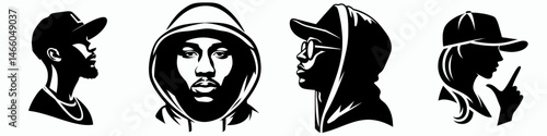 The Rapper. Symbol Vector Clip art. Lyricist wordsmith hiphop artist vocal performer rhyming cadence modern bard.