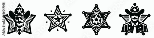 The Sheriff Star. Symbol Vector Clip art. Badge authority a lawman icon for justice western emblem protector.