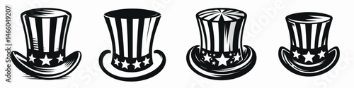 The Uncle Sam Hat. Symbol Vector Clip art. Patriotic headwear usa celebration iconic topper american pride gear vintage design.