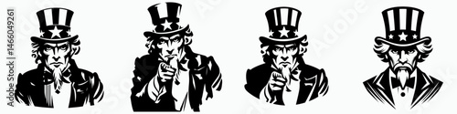 The Uncle Sam. Symbol Vector Clip art. National representation iconic symbol governmental persona patriotic figurehead.