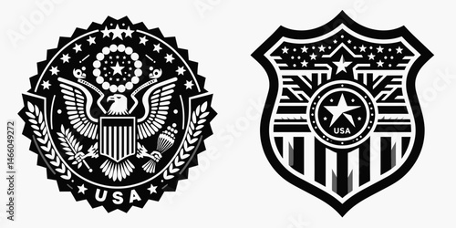 The USA Badge. Symbol Vector Clip art. American insignia national emblem patriotic symbol united dominion mark.