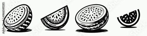 The Watermelon Slice. Symbol Vector Clip art. Succulent melon segment summer refreshment juicy fruit portion for dietary enjoyment.
