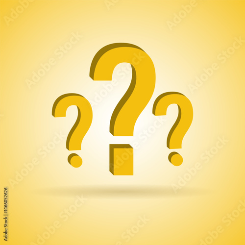 Vector illustration of question marks on yellow background