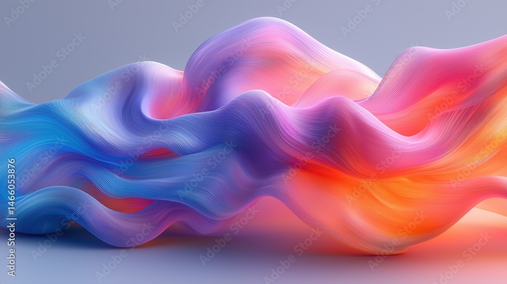 Obraz premium Colorful Waves of Abstract Textile Flowing in Soft Gradients