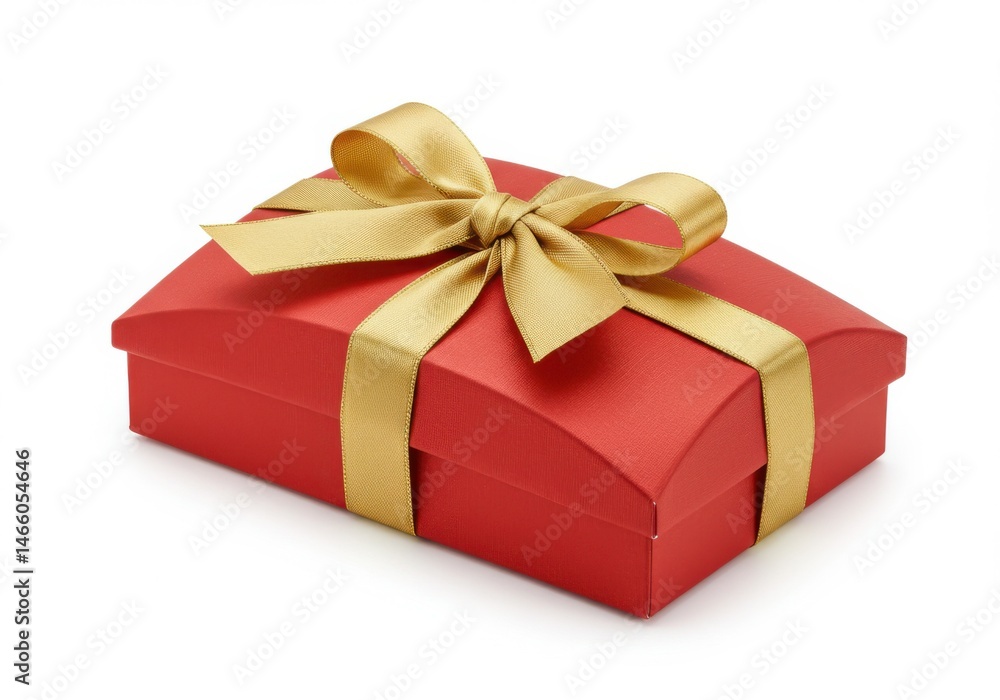 Fototapeta premium Red gift box with golden ribbon