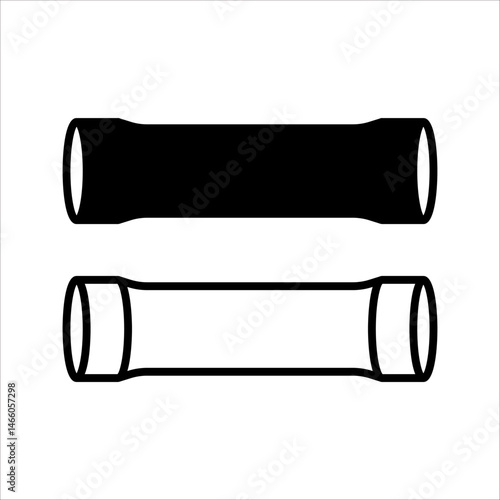 Pipe icon set and flange fitting for pipeline connection with valve and other pipe. Using for transportation liquid and gas i.e. crude, oil, natural gas, sewage, wastewater. 