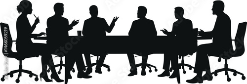 Businesspeople Brainstorming Around Table Silhouette


