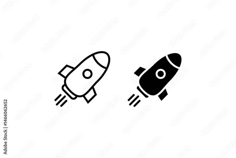Rocket Icon Vector Set in Filled and Outline Symbol Rocket Icon Vector Set in Filled and Outline Symbol
