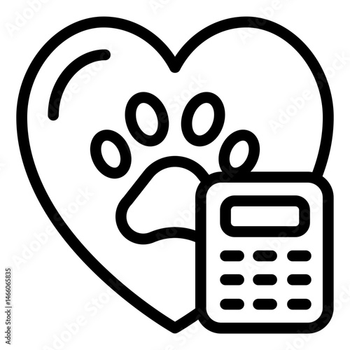 heart paw outline icon with pet care cost calculator