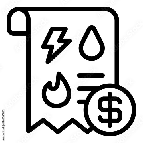 bill receipt outline icon for utilities cost and spending