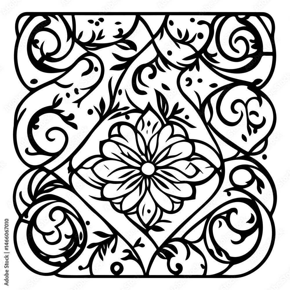 Fototapeta premium Intricate floral linework artwork evokes delicate elegance and sophistication