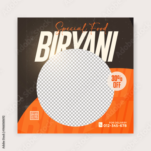 Delicious Asia food biryani dish social media post design
