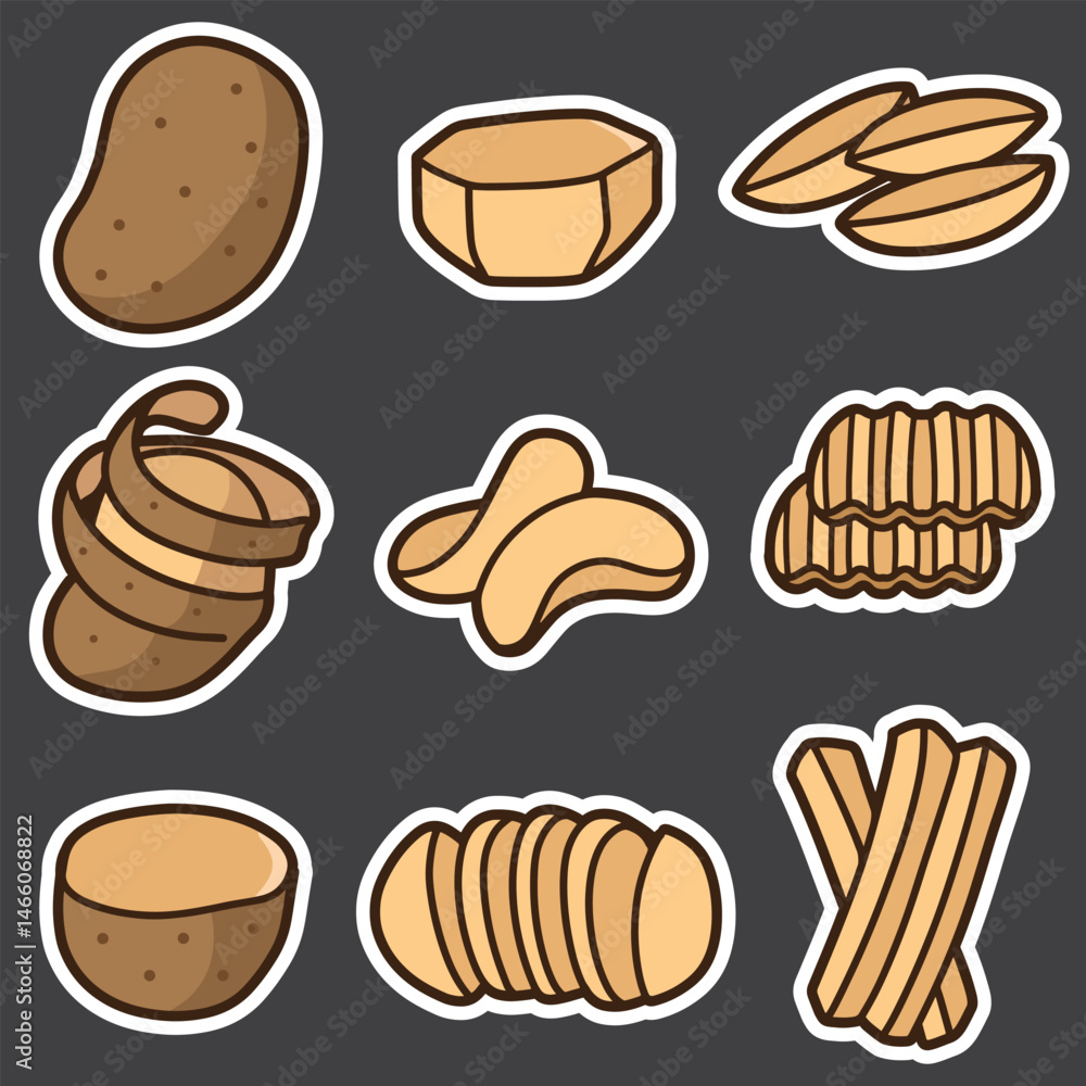 set of potato good for sticker, element design, icon, badge, etc set of potato good for sticker, element design, icon, badge, etc