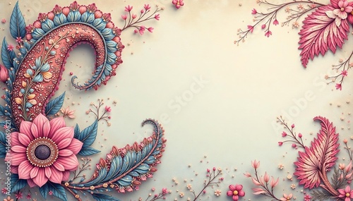 Subtle paisley print on a soft, muted background , backdrop, organic, print