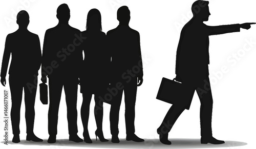 Leadership Concept with Team Silhouette Vector