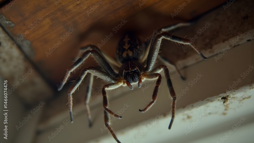 Fototapeta premium spider on a wooden background