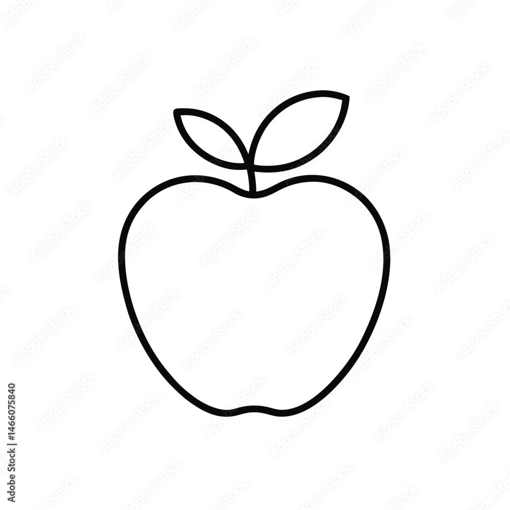apple line art icon on a white background apple line art icon on a white background