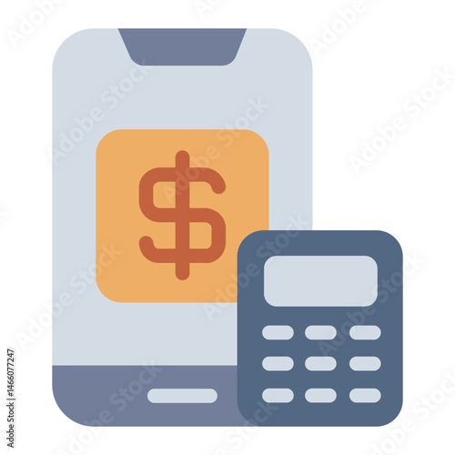 mobile phone flat icon showing budget app calculator