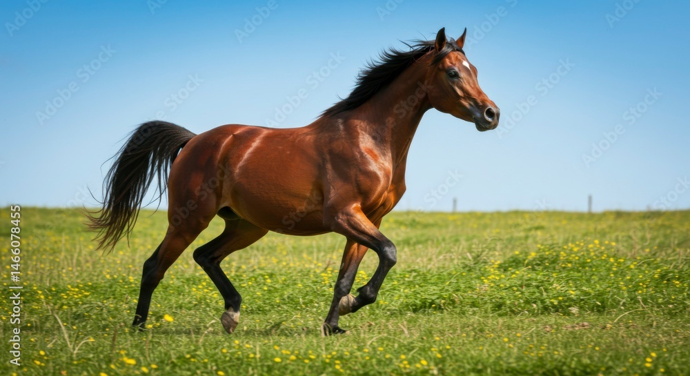 Obraz premium Running arabian horse in a field