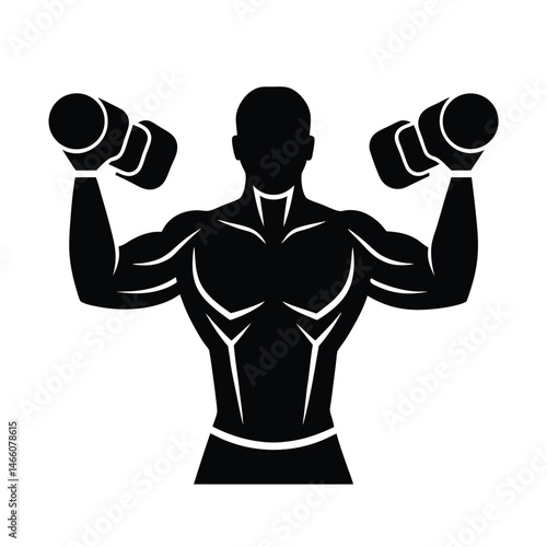 Sport Icon of Athlete Lifting Dumbbells