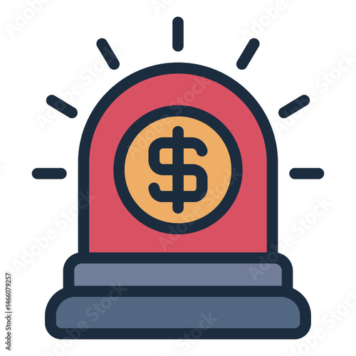 alert light filled line icon showing emergency fund cash